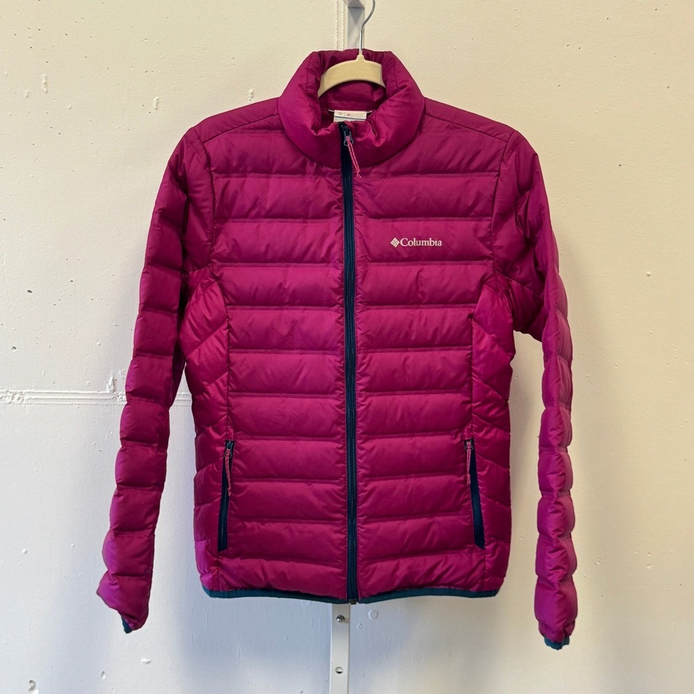 Columbia Women's‎ Magenta Pink Duck Down Puffer Jacket Full Zip Small YL170316